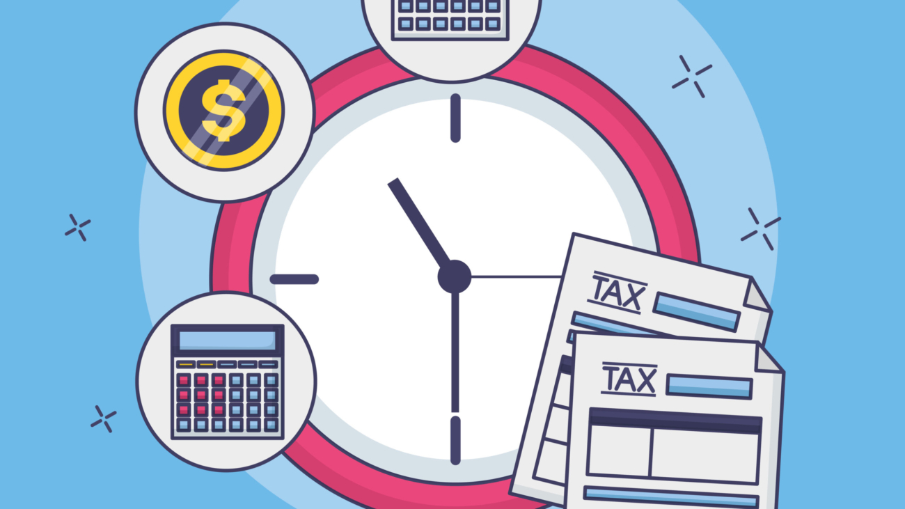 tax payment document clock time vector illustration