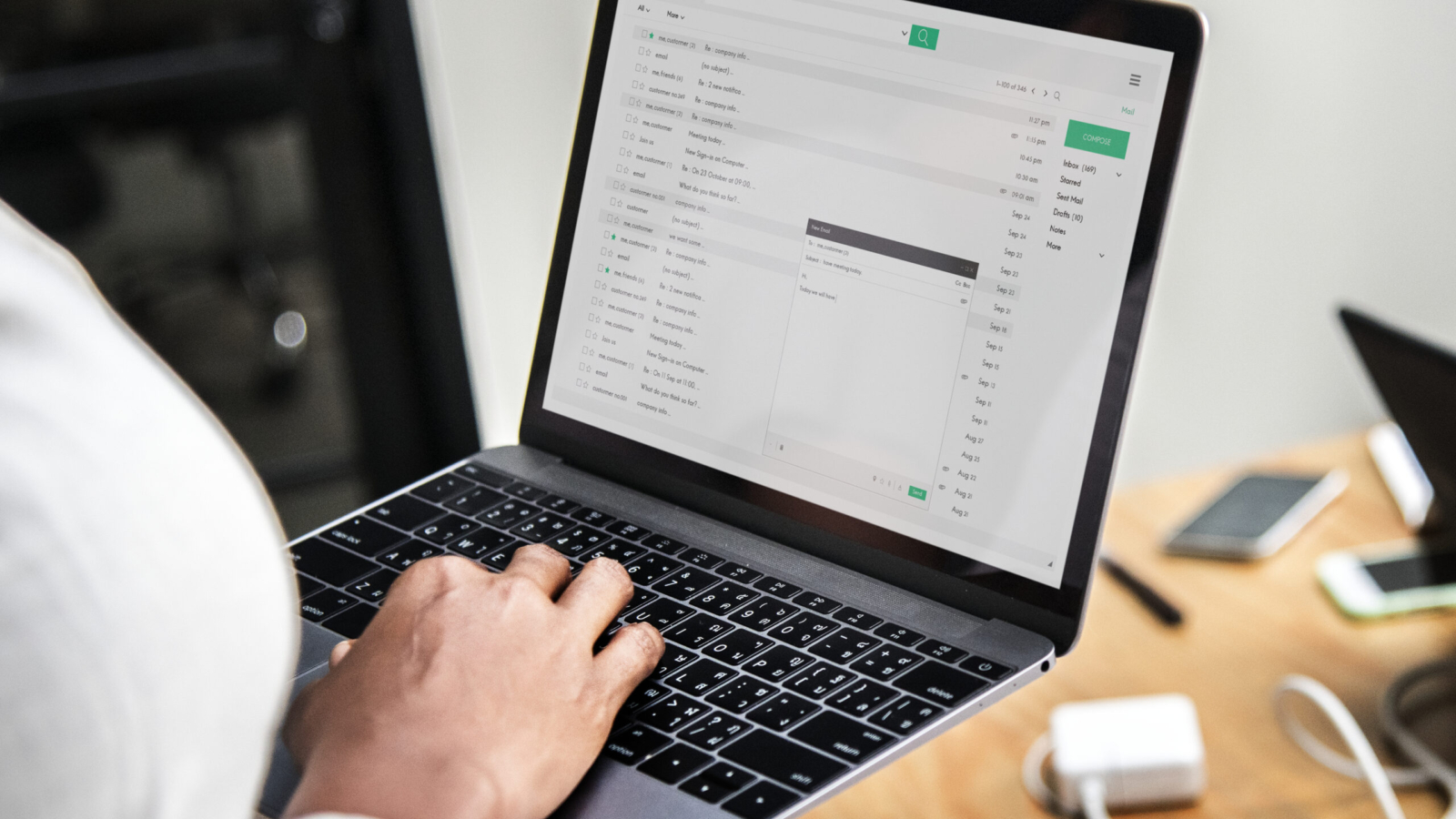 Businesswoman working on a laptop